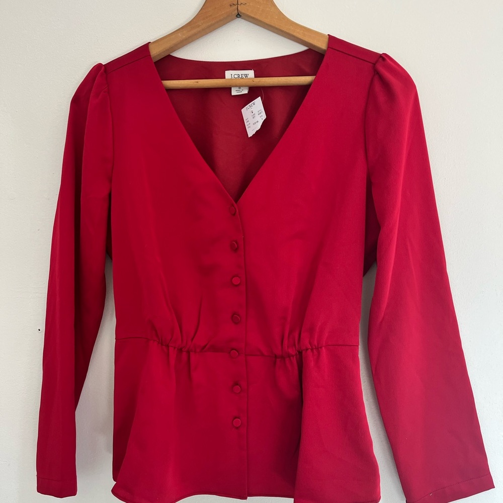 Silky Red J. Crew Blouse NWT